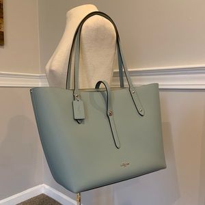 Large Coach tote bluish green color NWT!